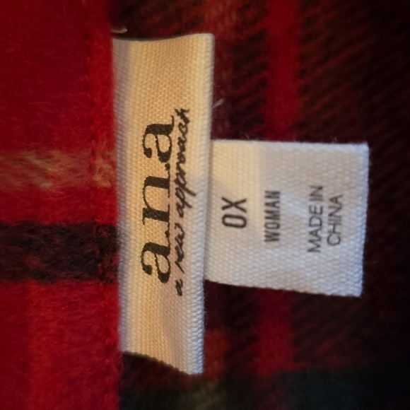 A.N.A BRAND WOMEN'S PLUS SIZE RED PLAID FRONT BUTTON JACKET COAT SIZE 0X - Picture 4 of 16